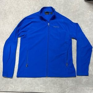 Marmot Polartec Blue Gray Embroidered Spell Out Full Zip Fleece Coat Jacket XLTG